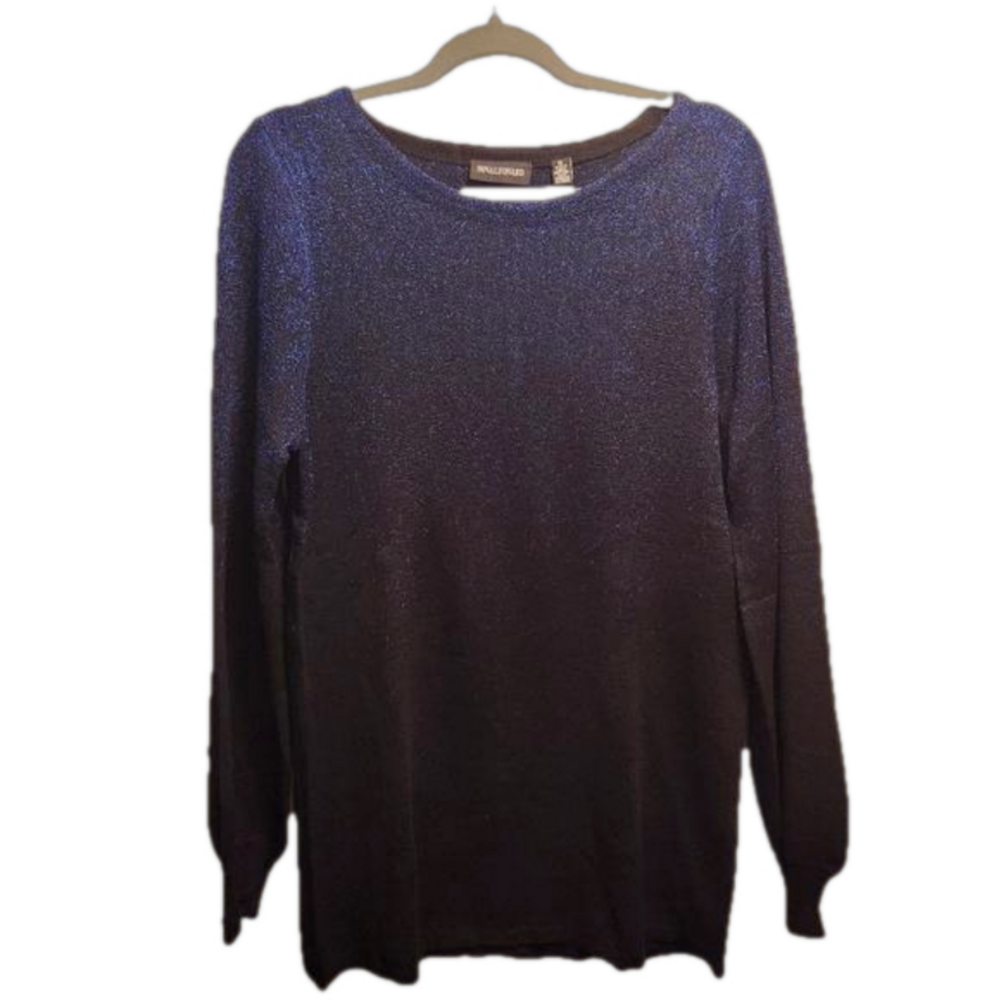 3/$25 Lina Leonand Black and Metallic Blue sparkle ombre size XL Sweater NWOT